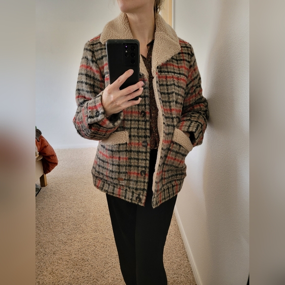 Brixton Nouvelle Plaid Sherpa Coat Size S NWT - Picture 2 of 9